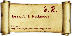 Hornyák Radamesz névjegykártya